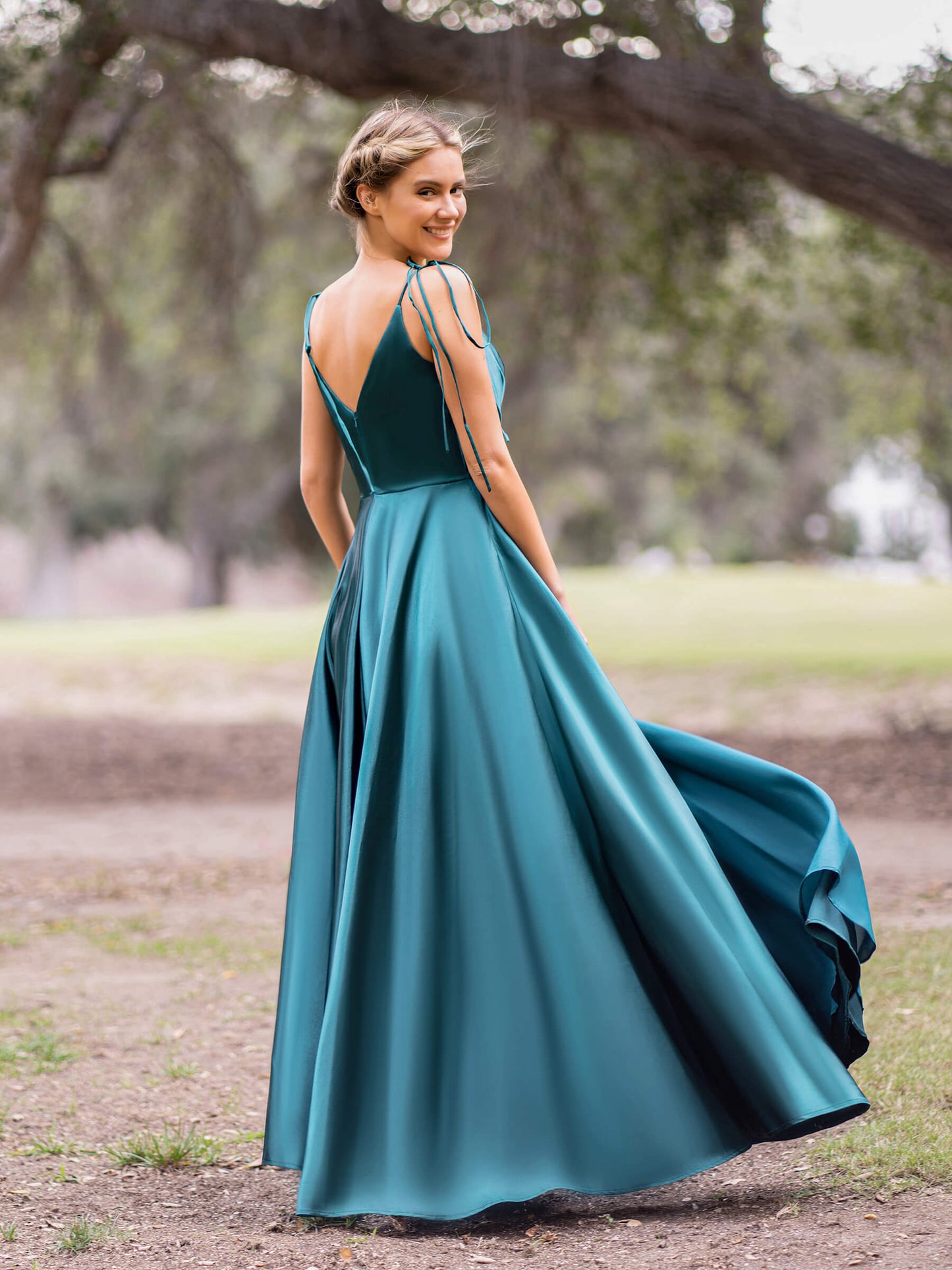 Wrap Satin A-Line Floor Length Evening Dress - Prom Dresses - DYAVOR®