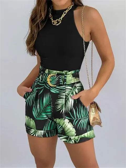 Summer Set - Blossom Breeze - Floral Motif, Soft Breathable Fabric, Elastic Waistband - Ideal for Summer Activities - - DYAVOR®