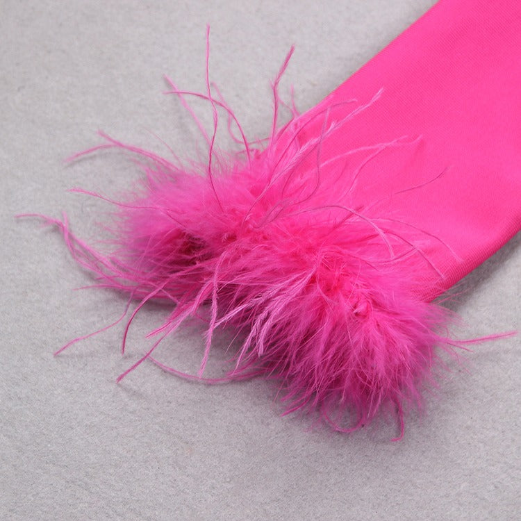 Pink Blazer Dress with Feathers - - DYAVOR®