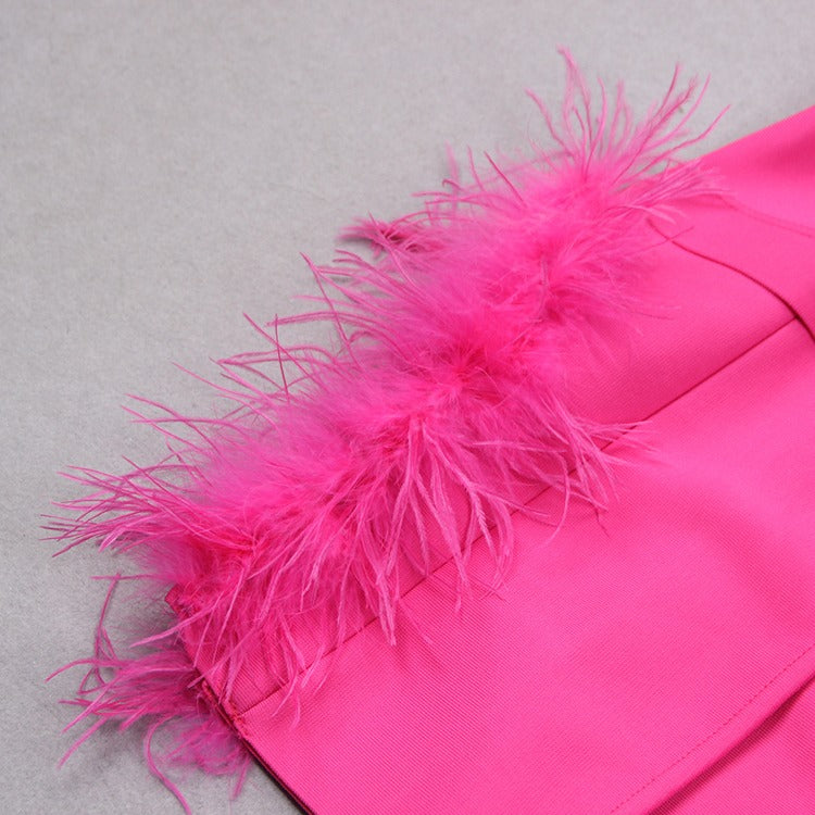 Pink Blazer Dress with Feathers - - DYAVOR®