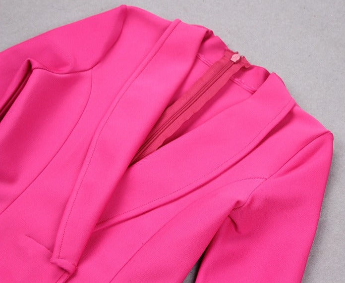 Pink Blazer Dress with Feathers - - DYAVOR®