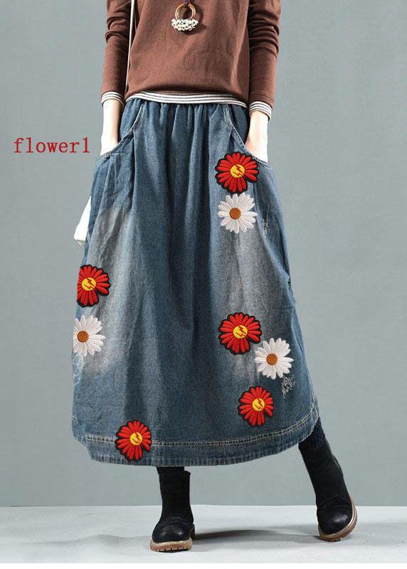 Blue Pockets Retro Patchwork Summer Skirts Denim - Skirts - DYAVOR®