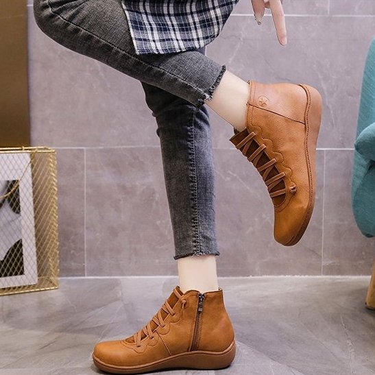 Groovywish Women Leather Waterproof Orthopedic Vintage Boots - - DYAVOR®