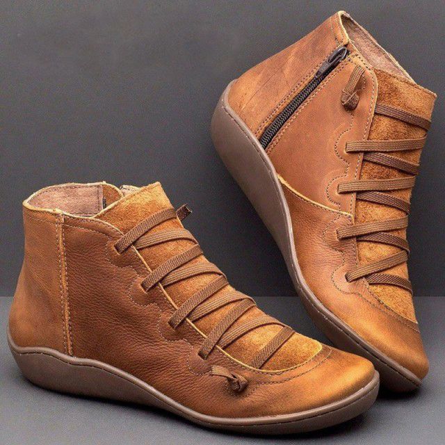 Groovywish Women Leather Waterproof Orthopedic Vintage Boots - - DYAVOR®