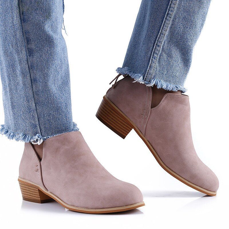 Groovywish Women Orthopedic Ankle Boots Zipper Stacked Heel - - DYAVOR®