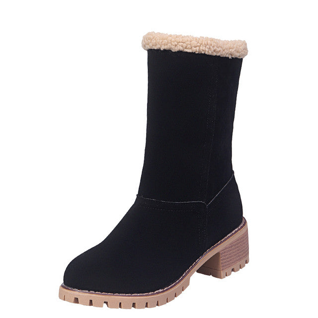 Groovywish Women Fur Square Heels Orthopedic Boots - - DYAVOR®