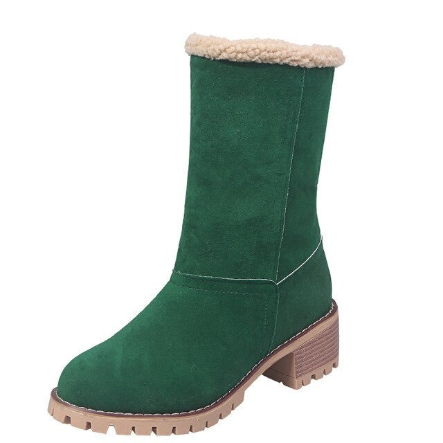 Groovywish Women Fur Square Heels Orthopedic Boots - - DYAVOR®