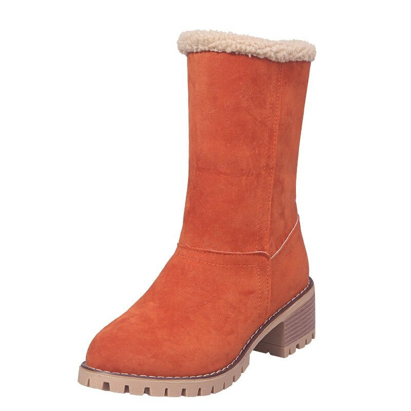 Groovywish Women Fur Square Heels Orthopedic Boots - - DYAVOR®