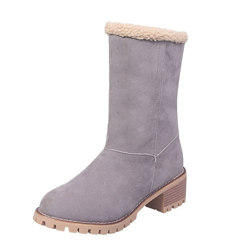 Groovywish Women Fur Square Heels Orthopedic Boots - - DYAVOR®