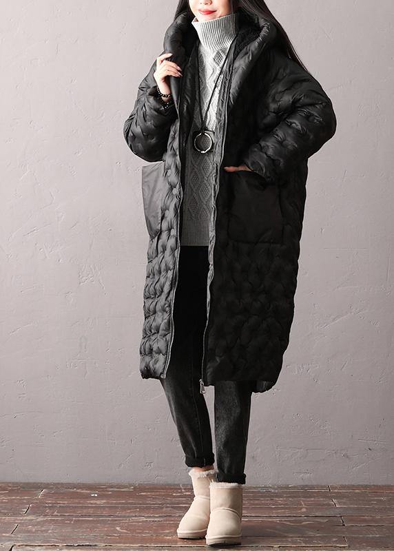 Warm Plus Size Winter Coats Black Hooded Zippered Parkas For Women - - DYAVOR®
