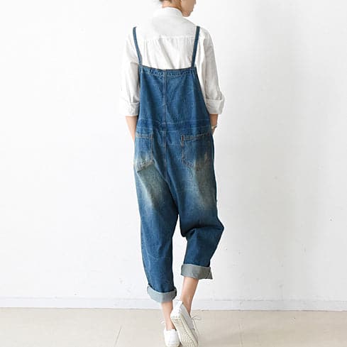Fall oversized denim jumpsuits casual blue jeans denim outfits cute -  - DYAVOR®