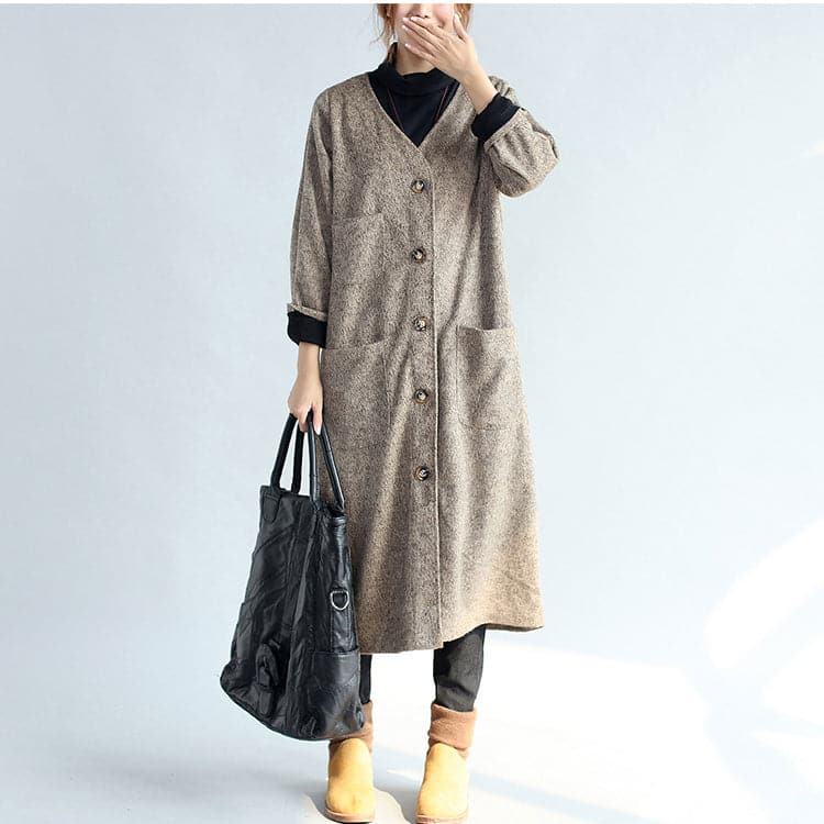 2021 vintage pockets khaki cotton long cardigans oversize long sleeve trench coats - - DYAVOR®