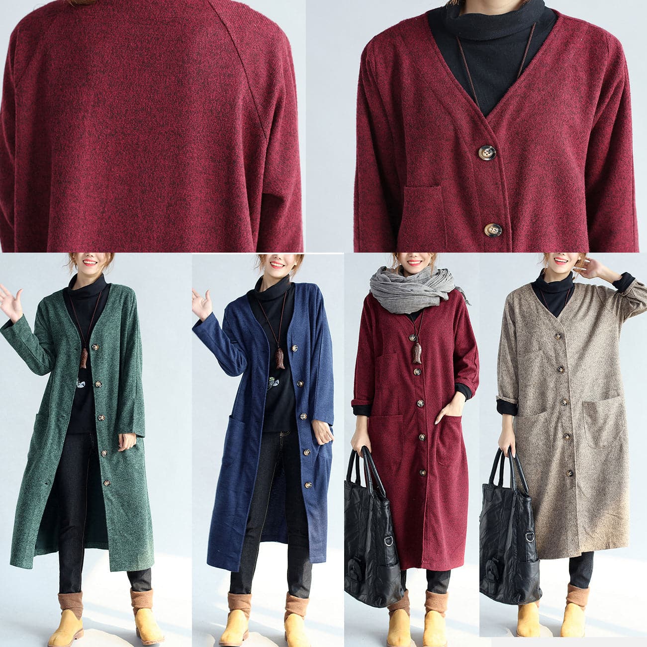 2021 vintage pockets khaki cotton long cardigans oversize long sleeve trench coats - - DYAVOR®