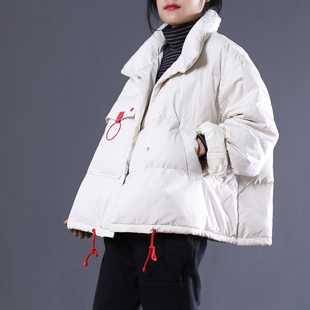 White Outfits oversize stand collar thick quilted coat Elegant double breasted down coats - - DYAVOR®