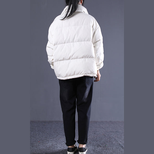 White Outfits oversize stand collar thick quilted coat Elegant double breasted down coats - - DYAVOR®