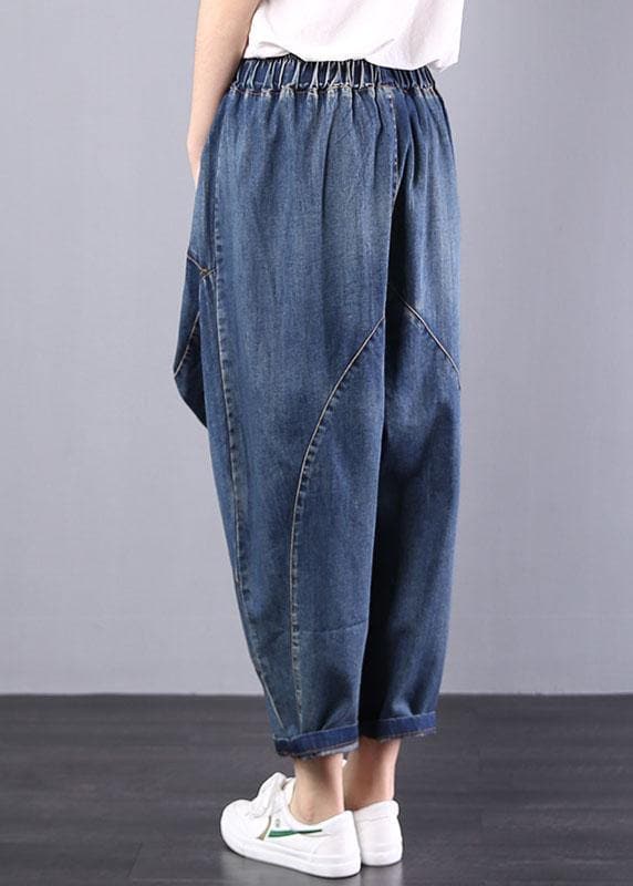 Autumn old casual pants big pockets denim blue harem pants - - DYAVOR®