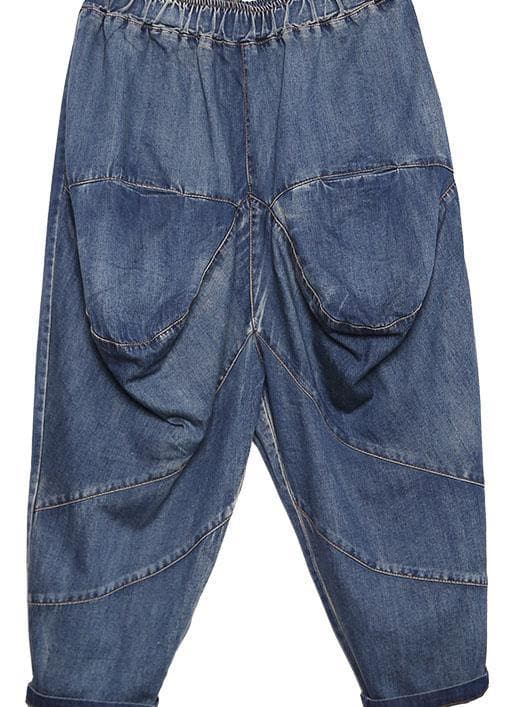 Autumn old casual pants big pockets denim blue harem pants - - DYAVOR®