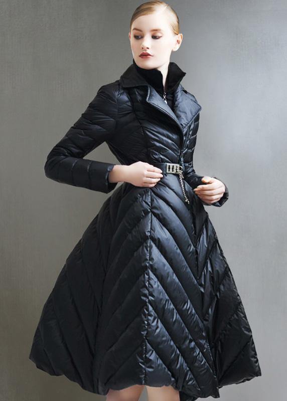 Oversize snow jackets tie waist coats black false two pieces down coat winter - - DYAVOR®