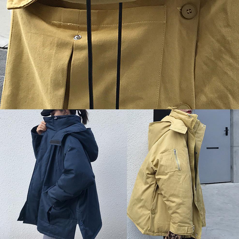 Plus size warm winter coat side open winter coats yellow hooded women parkas - - DYAVOR®