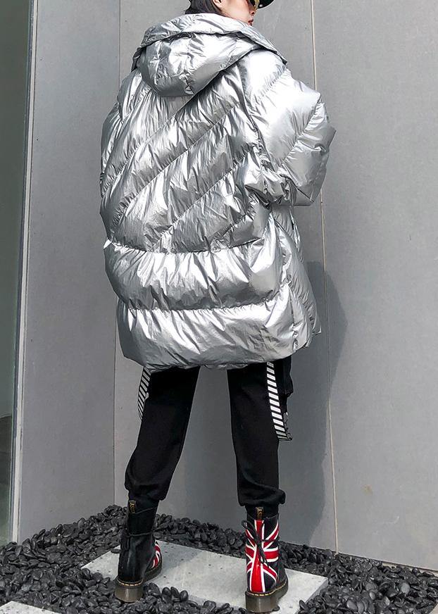 Silver Parkas for women oversized down jacket winter outwear hooded - - DYAVOR®