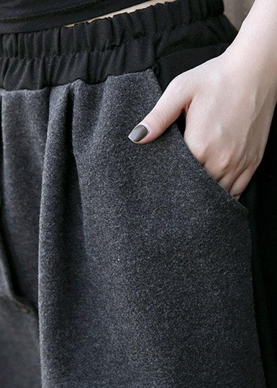 Women woolen blended high waist pants loose casual patchwork pants skirt - - DYAVOR®