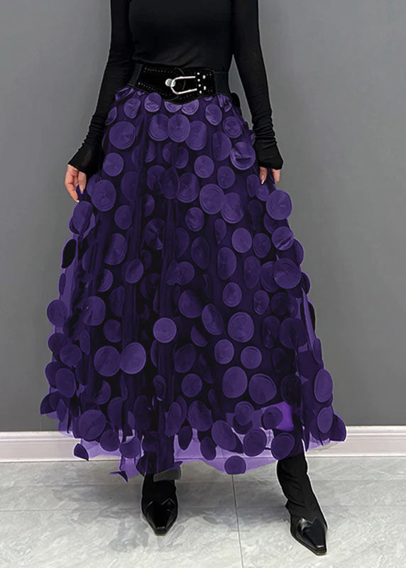 Elegant Dark Green Dot Patchwork Tulle Skirt Fall - Skirts - DYAVOR®