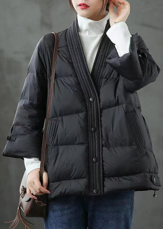 Red V Neck Button Thick fashion Winter Duck Down Jackets - Down Jackets - DYAVOR®