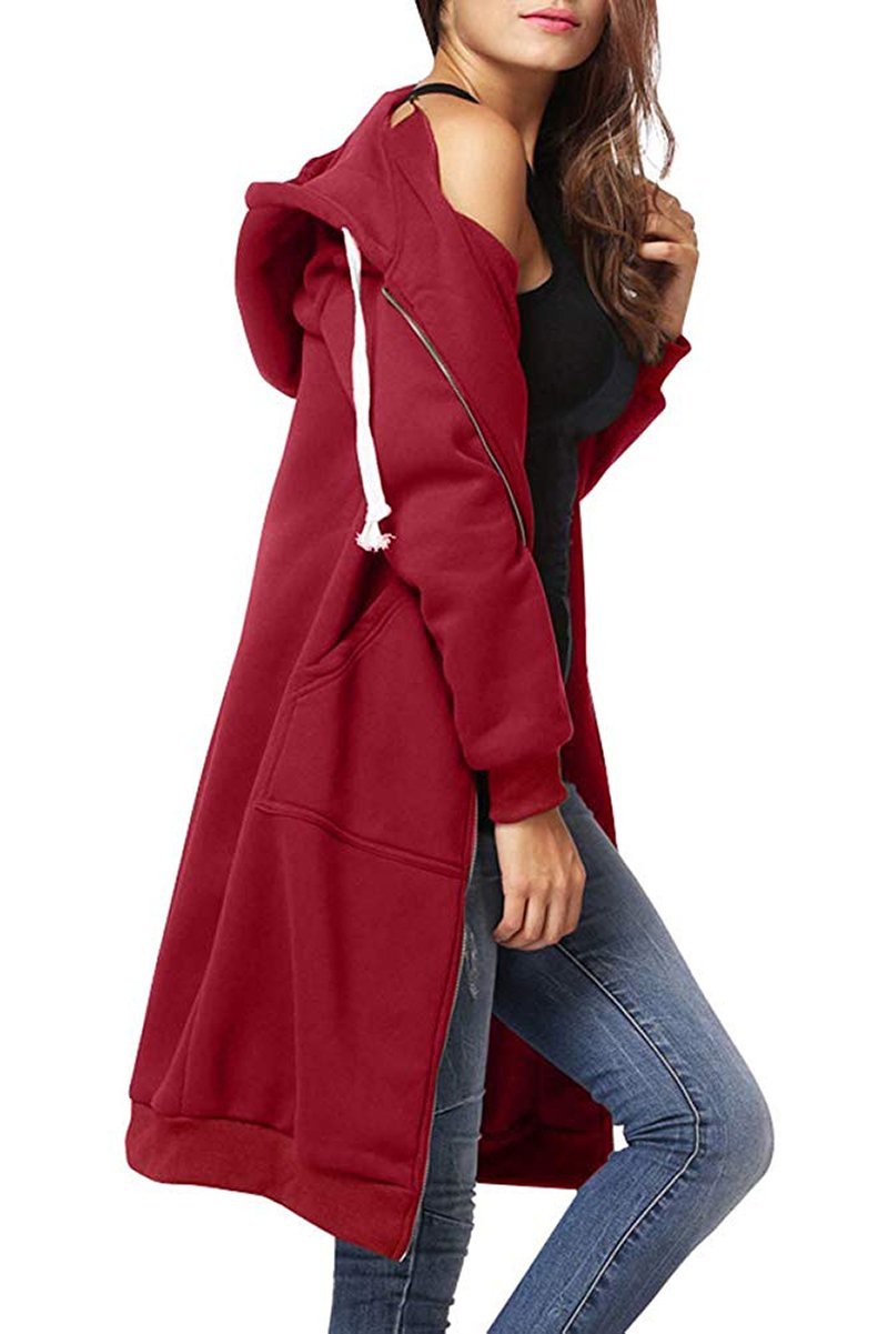 Oversized Long Zip Sweatshirt Hoodie - Coats & Jackets - DYAVOR®