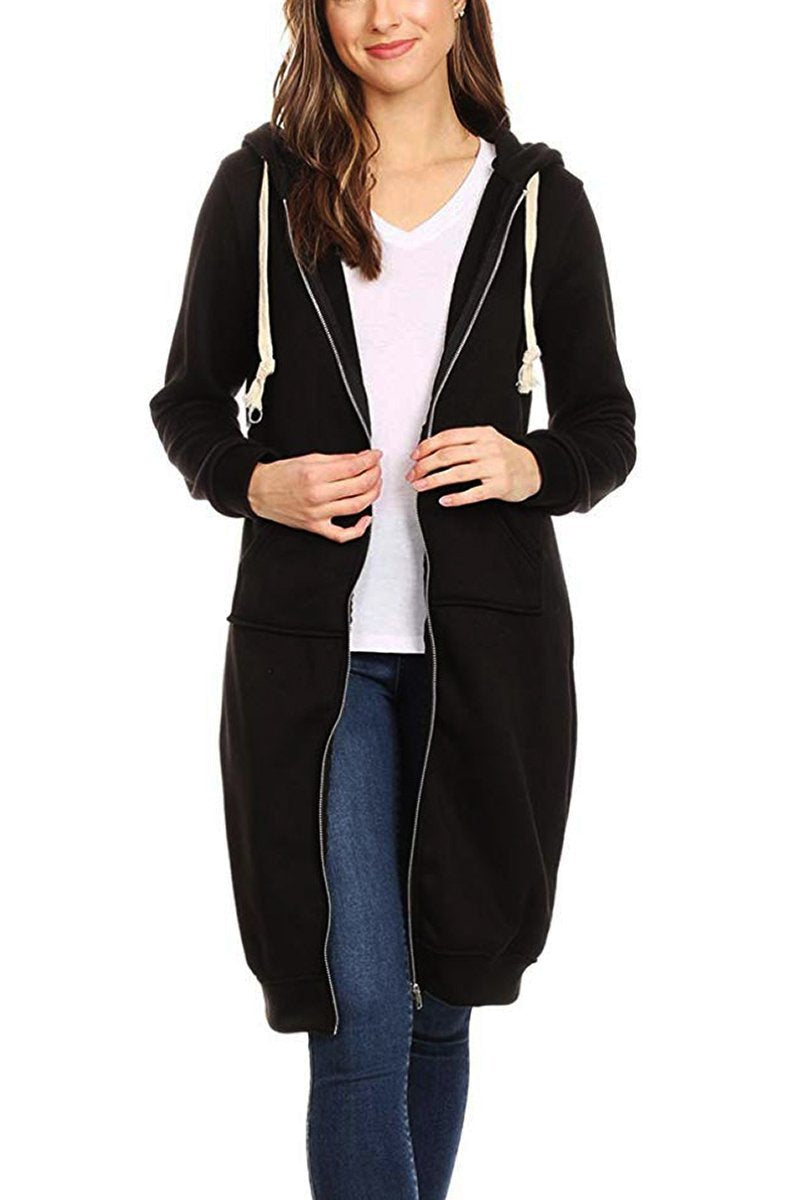 Oversized Long Zip Sweatshirt Hoodie - Coats & Jackets - DYAVOR®