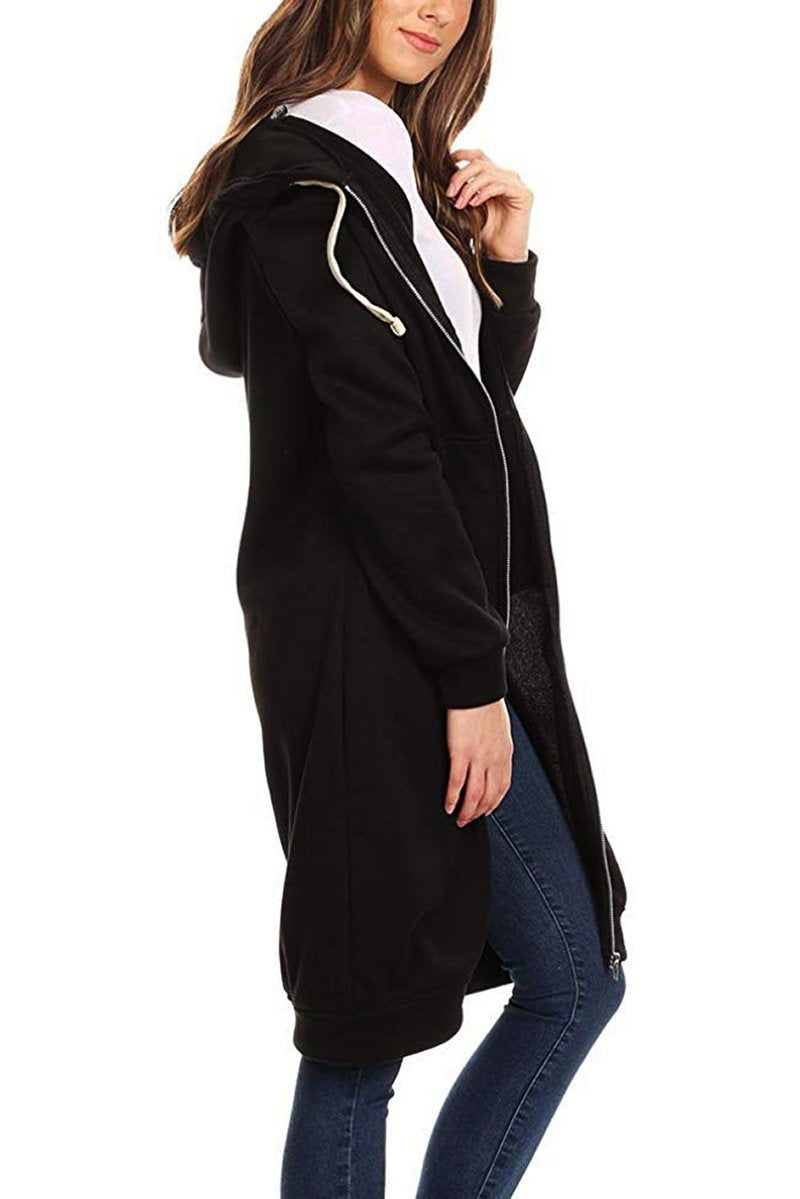 Oversized Long Zip Sweatshirt Hoodie - Coats & Jackets - DYAVOR®