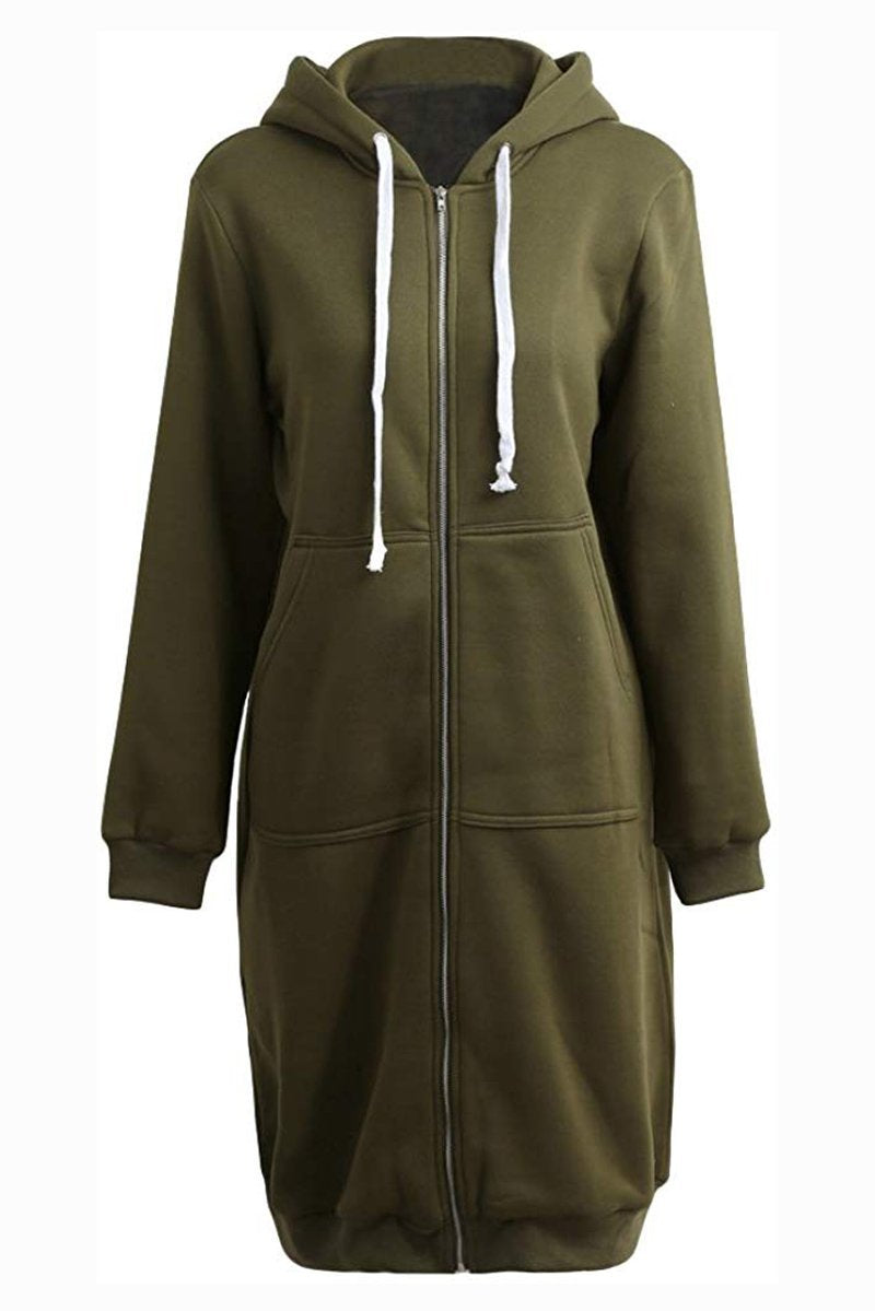Oversized Long Zip Sweatshirt Hoodie - Coats & Jackets - DYAVOR®