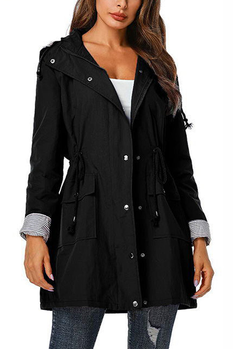 Water Resistant Hooded Striped Windbreaker Rain Jacket - - DYAVOR®