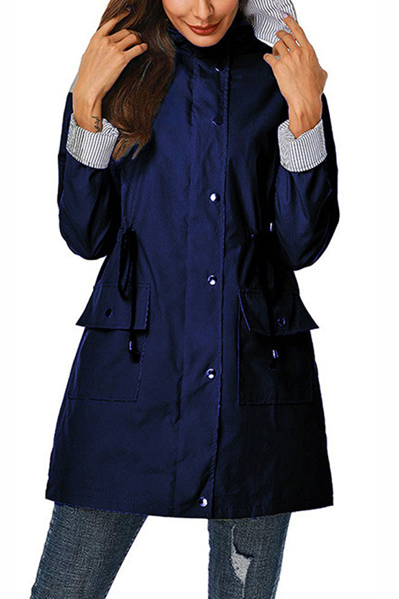Water Resistant Hooded Striped Windbreaker Rain Jacket - - DYAVOR®