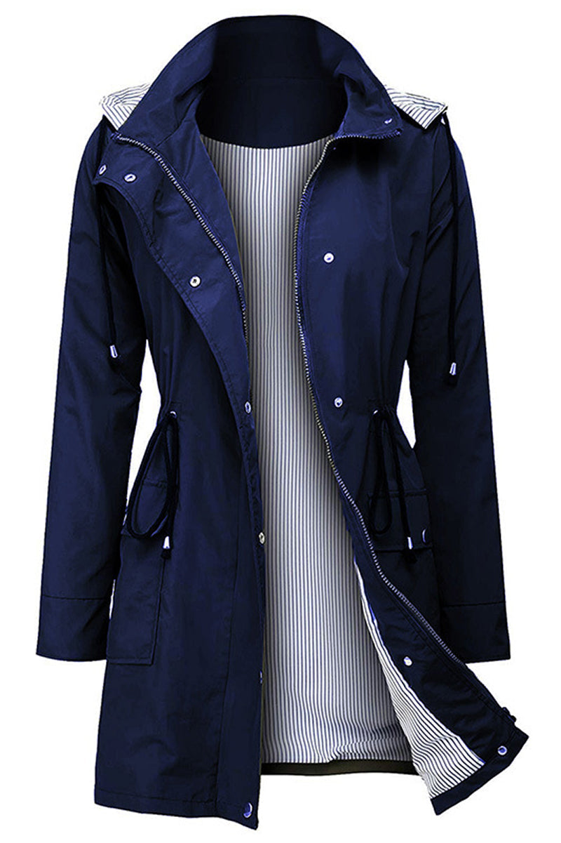 Water Resistant Hooded Striped Windbreaker Rain Jacket - - DYAVOR®