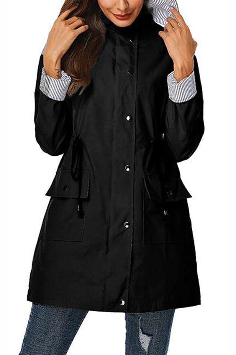 Water Resistant Hooded Striped Windbreaker Rain Jacket - - DYAVOR®