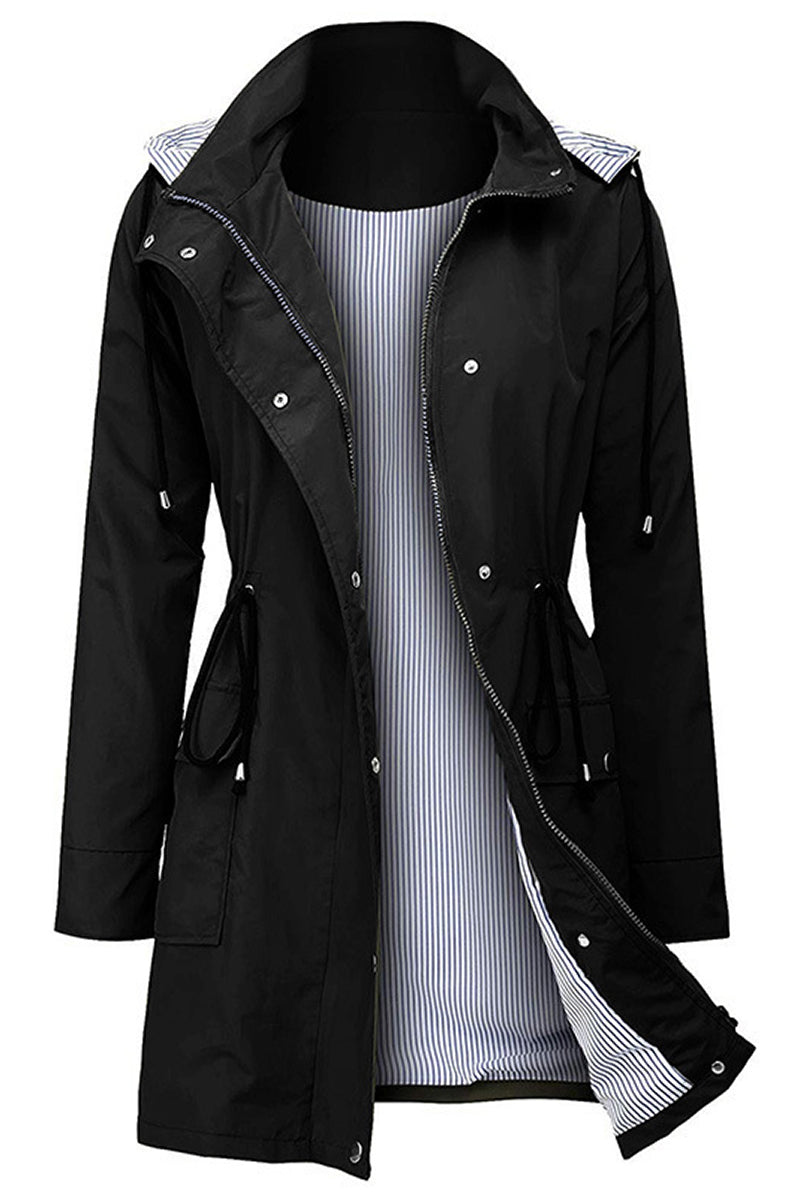 Water Resistant Hooded Striped Windbreaker Rain Jacket - - DYAVOR®
