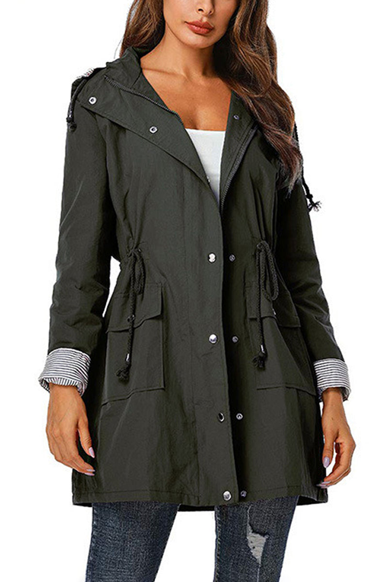 Water Resistant Hooded Striped Windbreaker Rain Jacket - - DYAVOR®