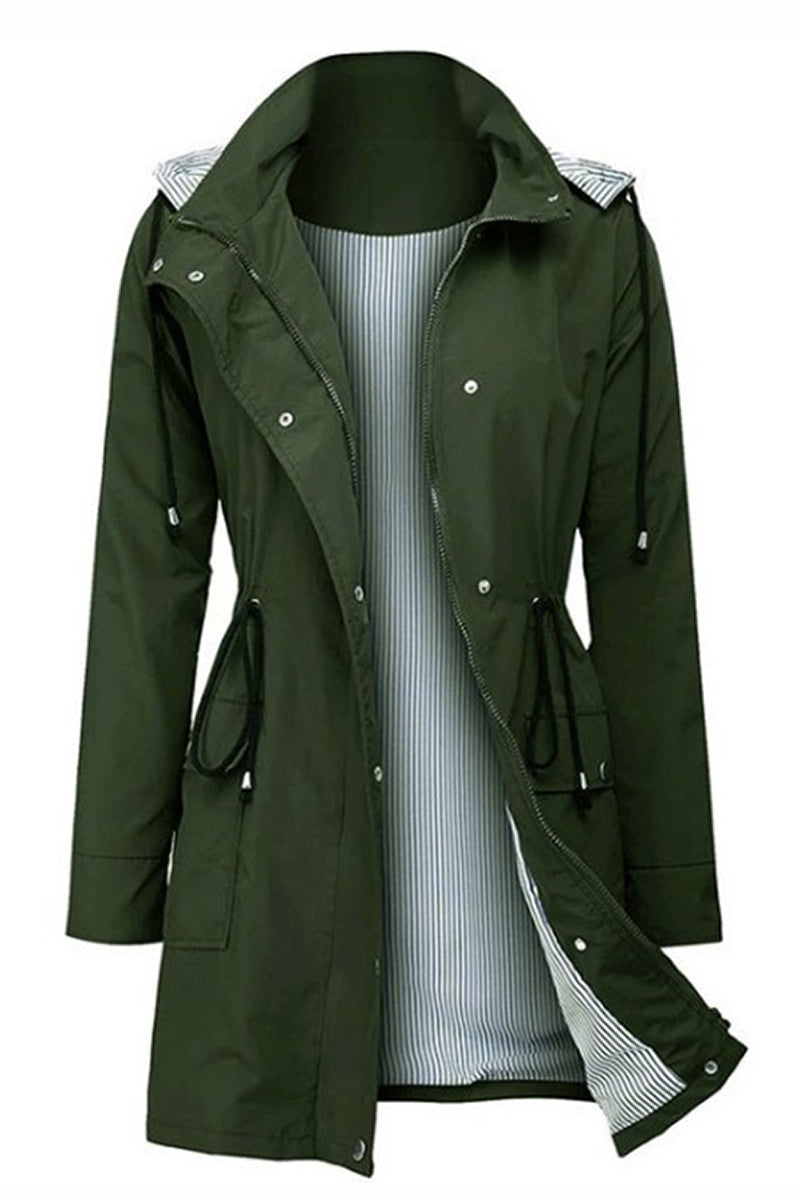 Water Resistant Hooded Striped Windbreaker Rain Jacket - - DYAVOR®