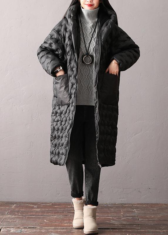 Warm Plus Size Winter Coats Black Hooded Zippered Parkas For Women - - DYAVOR®