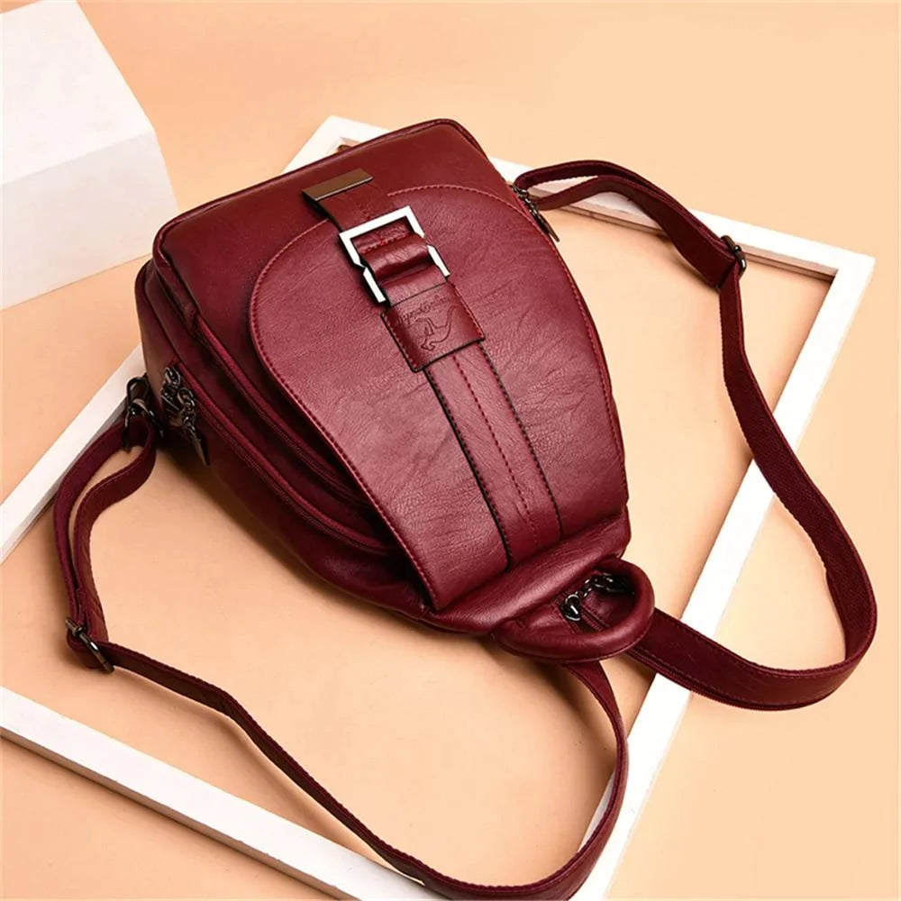 3-in-1 Women's Leather Casual Backpacks for Travel and School - Backpacks - DYAVOR®