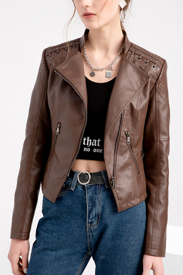 Slim Fit Leather Motorcycle Jacket - - DYAVOR®