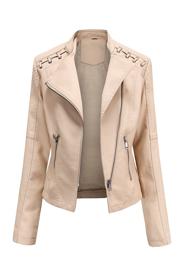Slim Fit Leather Motorcycle Jacket - - DYAVOR®