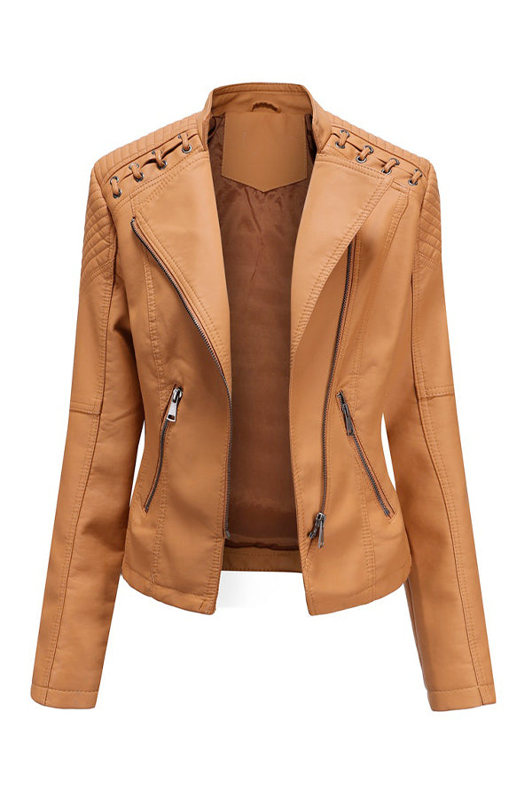 Slim Fit Leather Motorcycle Jacket - - DYAVOR®