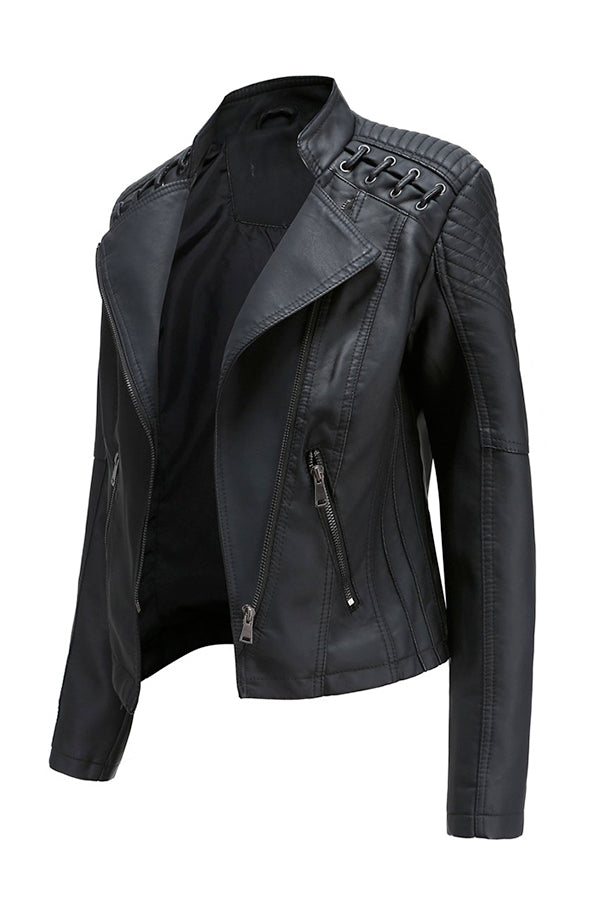 Slim Fit Leather Motorcycle Jacket - - DYAVOR®