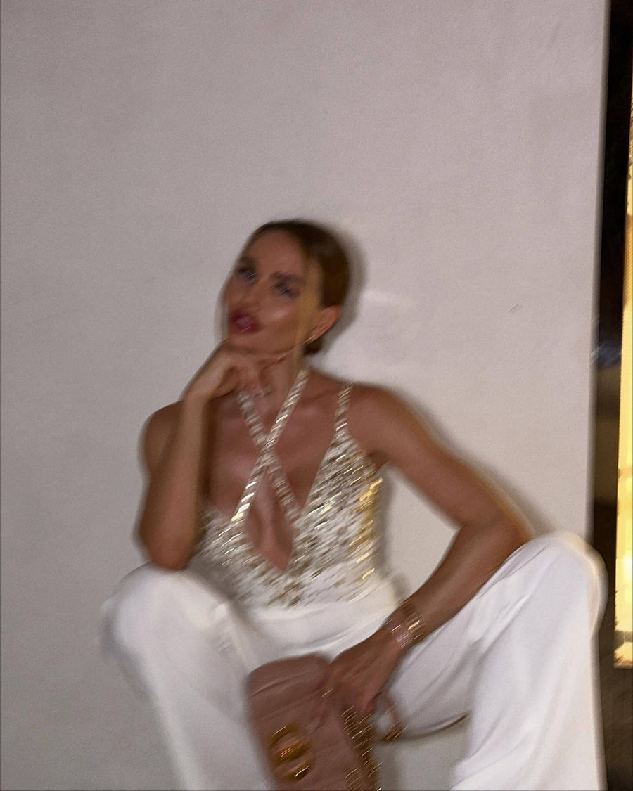 V-neck White Jumpsuit - - DYAVOR®
