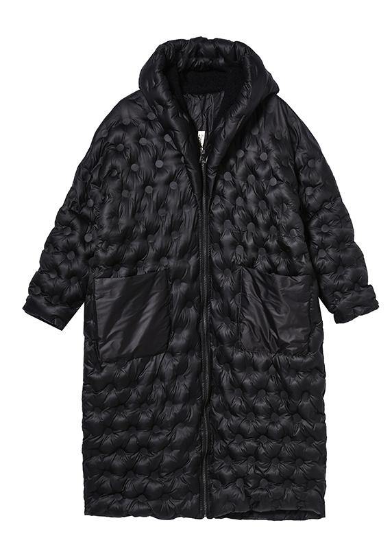 Warm Plus Size Winter Coats Black Hooded Zippered Parkas For Women - - DYAVOR®