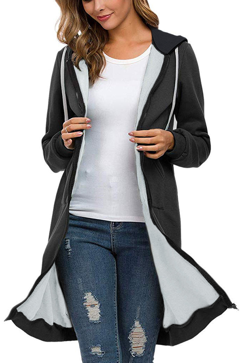 Oversized Long Zip Sweatshirt Hoodie - Coats & Jackets - DYAVOR®