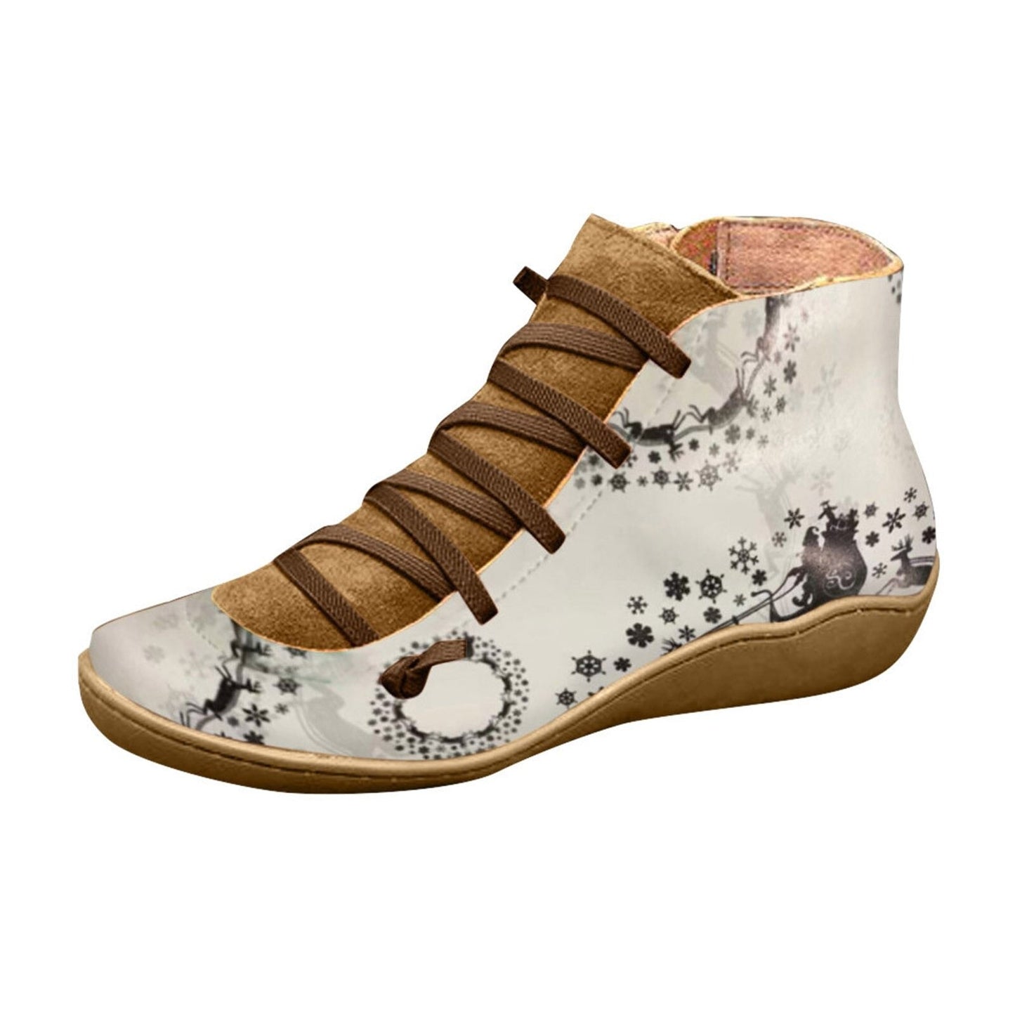Groovywish Women Boots Leather Chrismas Santa Orthopedic Shoes - - DYAVOR®