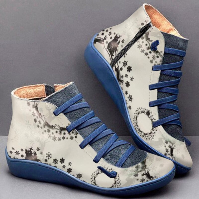 Groovywish Women Boots Leather Chrismas Santa Orthopedic Shoes - - DYAVOR®