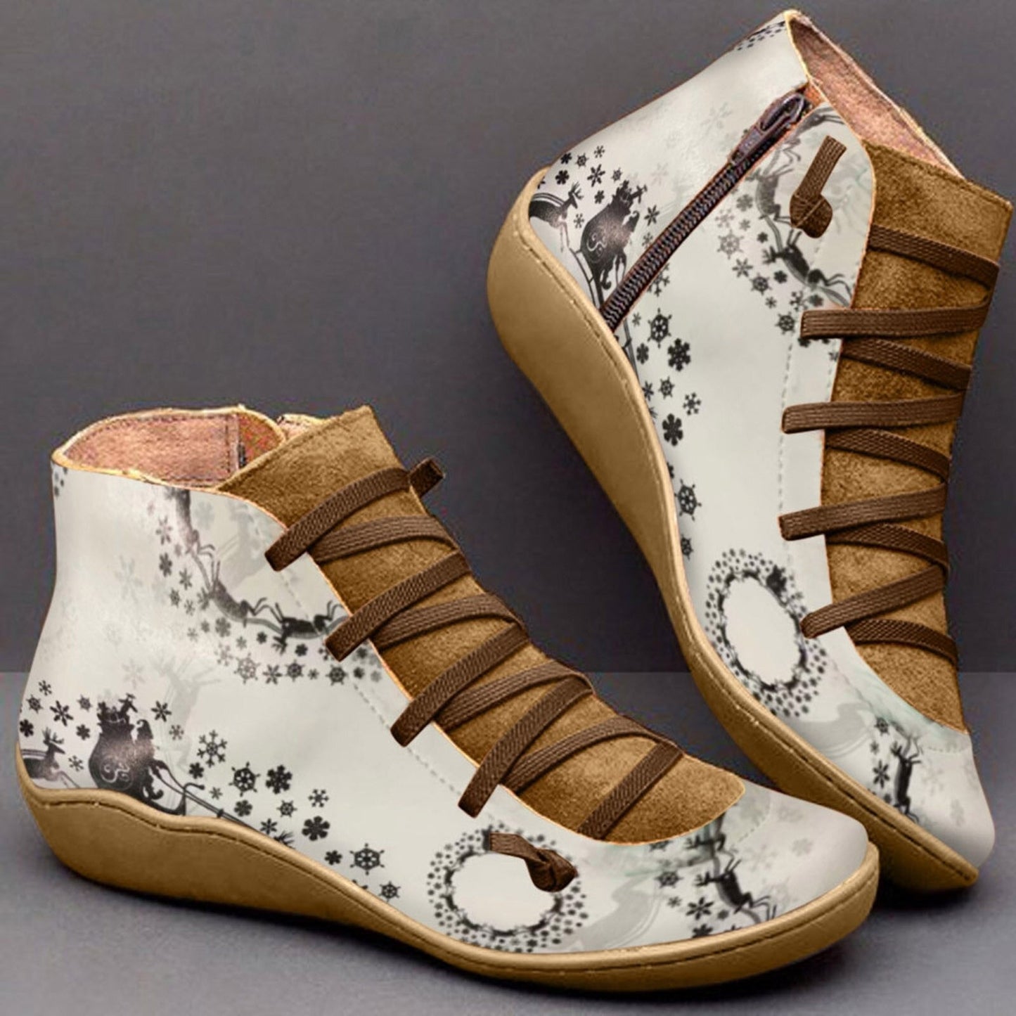Groovywish Women Boots Leather Chrismas Santa Orthopedic Shoes - - DYAVOR®